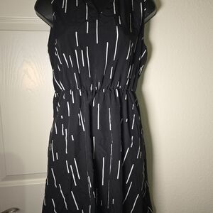 SHEIN Black and White Patterned Midi Dress